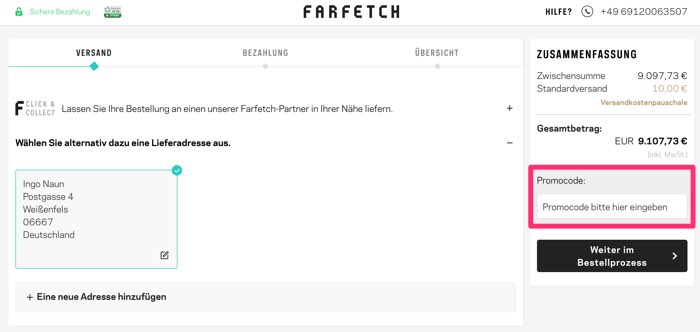 So lösen Sie einen Farfetch Gutschein/Rabattcode ein